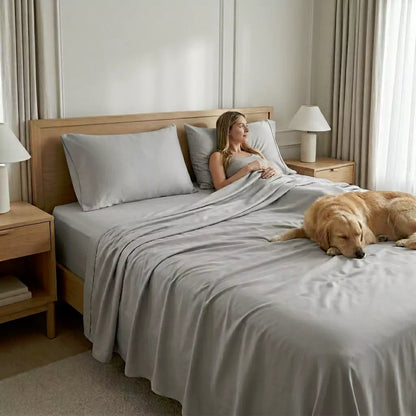 Puraff TENCEL Lyocell Sheet Set – Cooling Bed Sheets, OEKO-TEX Certified, Queen & King