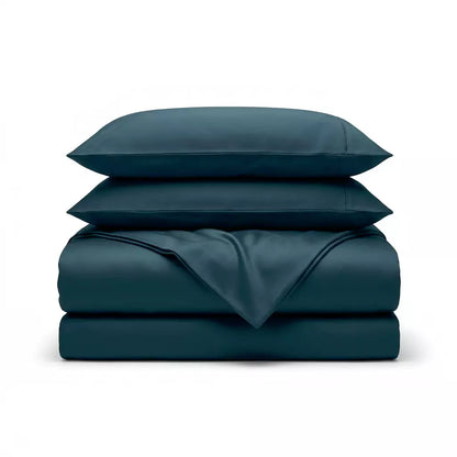 Folded 4-piece TENCEL™ Lyocell bedding set including duvet cover, fitted sheet and pillowcases Deep Harbor