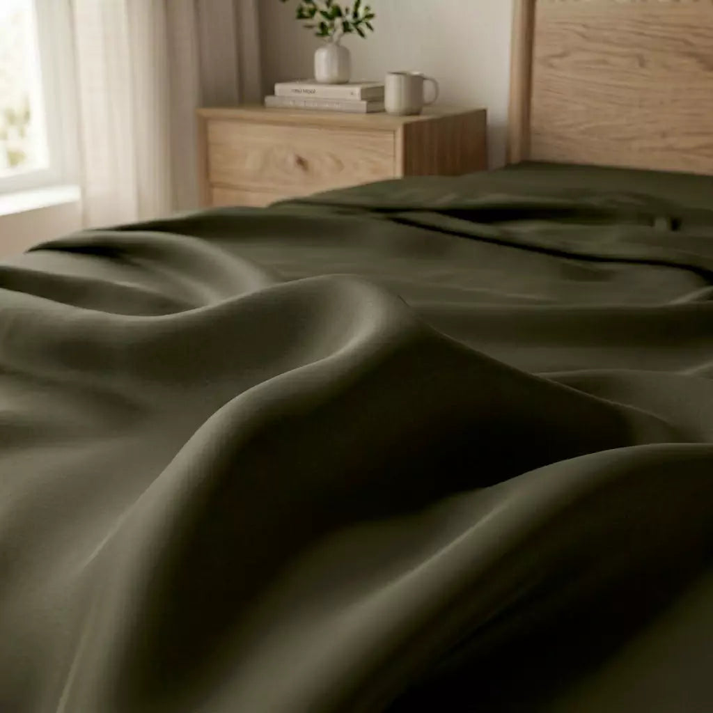 Silky cooling TENCEL™ Lyocell fabric with natural drape Forest Moss