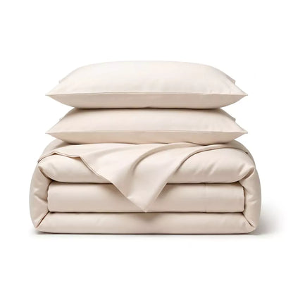Folded 4-piece TENCEL™ Lyocell bedding set including duvet cover, fitted sheet and pillowcases Ivory Mist