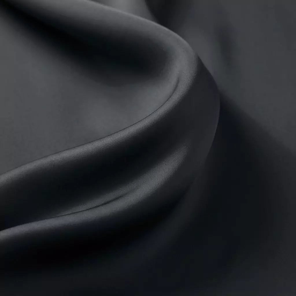 Macro close-up of silky smooth 100% TENCEL™ Lyocell fabric texture Midnight Slate