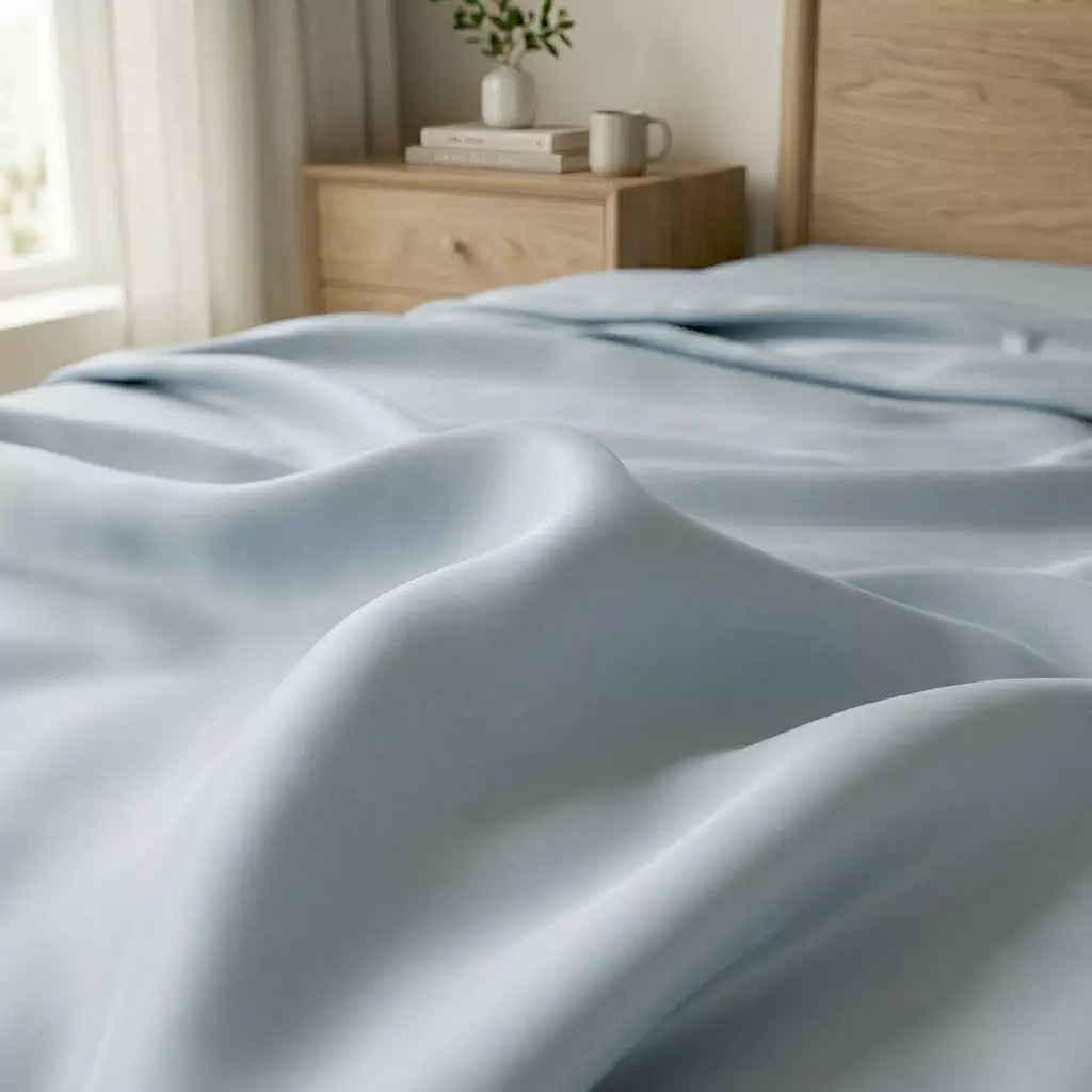 Silky cooling TENCEL™ Lyocell fabric with natural drape Misty Blue