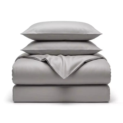 Folded 4-piece TENCEL™ Lyocell bedding set including duvet cover, fitted sheet and pillowcases Silver Cloud