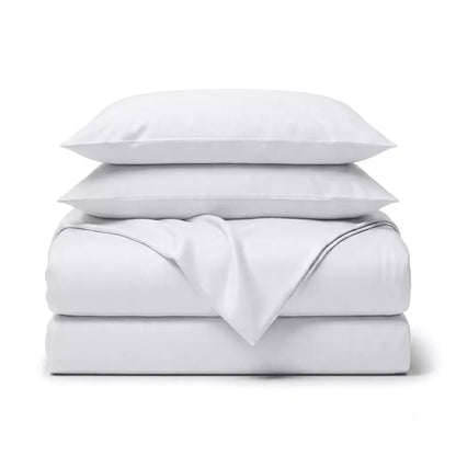 Folded 4-piece TENCEL™ Lyocell bedding set including duvet cover, fitted sheet and pillowcases Snow Linen
