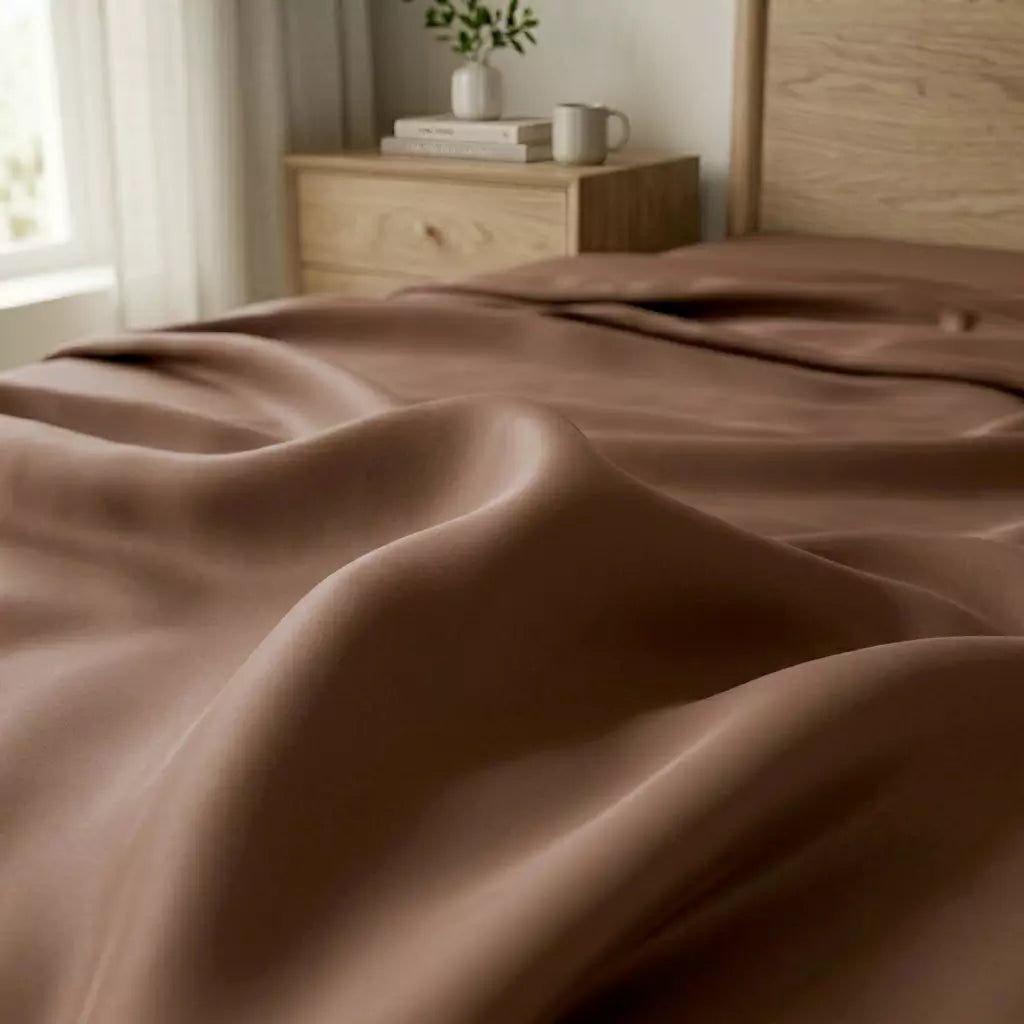 Silky cooling TENCEL™ Lyocell fabric with natural drape Walnut Earth