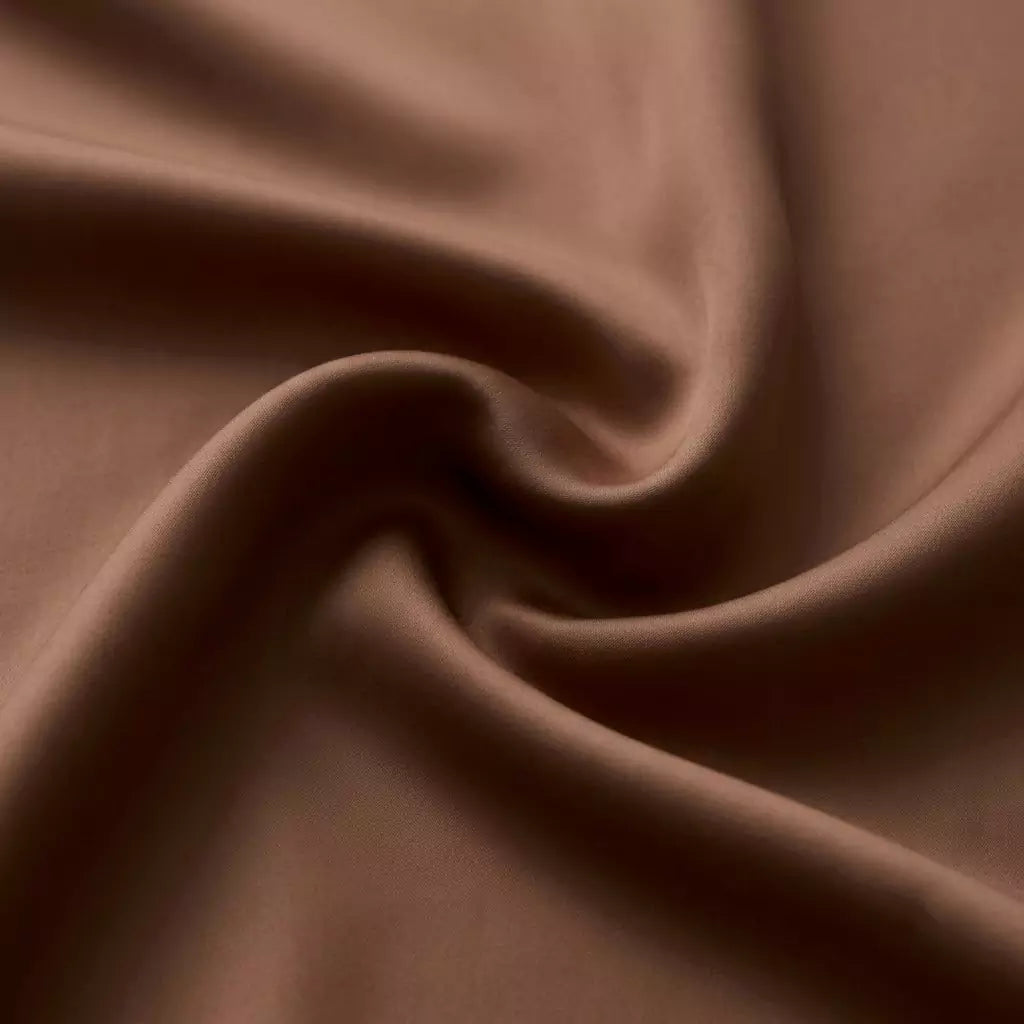 Macro close-up of silky smooth 100% TENCEL™ Lyocell fabric texture Walnut Earth